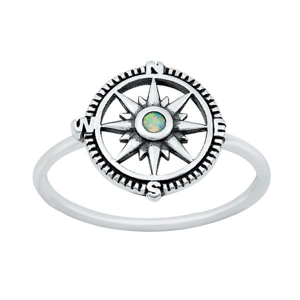 Silver on sale compass ring